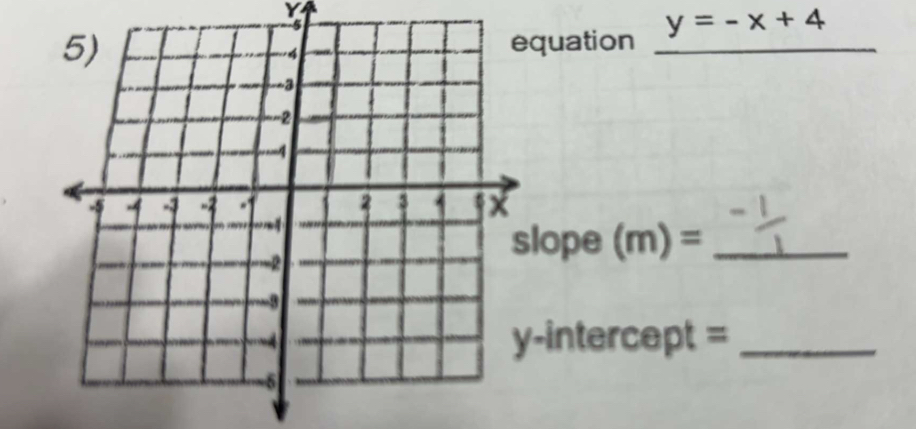 uation _ y=-x+4
lope (m) =_ 
intercept =_