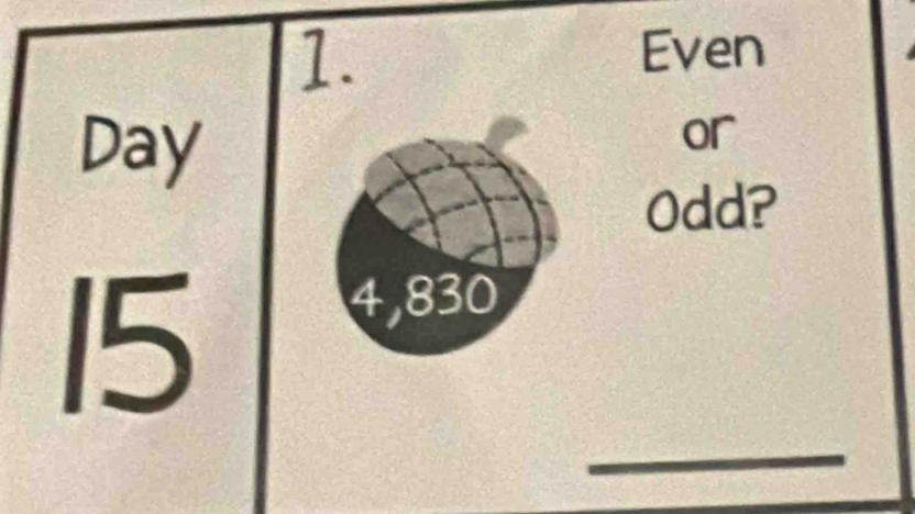 Even 
Day 
or 
Odd?
15
4,830
_