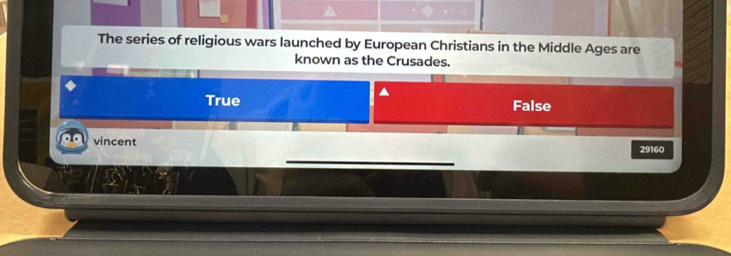 The series of religious wars launched by European Christians in the Middle Ages are
known as the Crusades.
True False
vincent
29160