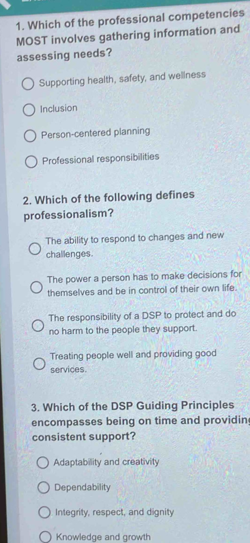 Solved: Which of the professional competencies MOST involves gathering ...