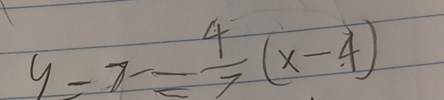 y-7= 4/7 (x-4)