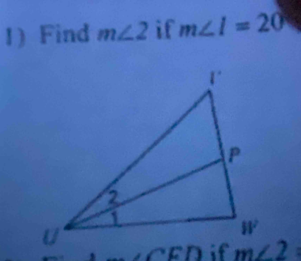 Find m∠ 2 if m∠ I=20