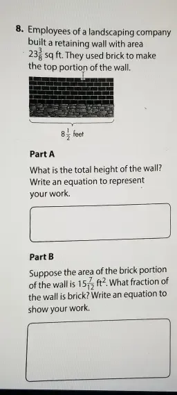 Solved: Employees of a landscaping company built a retaining wall with ...