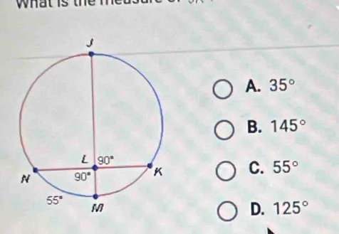 what is th e n
A. 35°
B. 145°
C. 55°
D. 125°