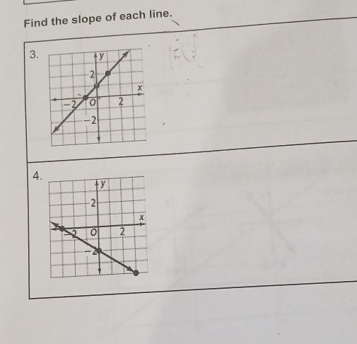 Find the slope of each line. 
3. 
4.