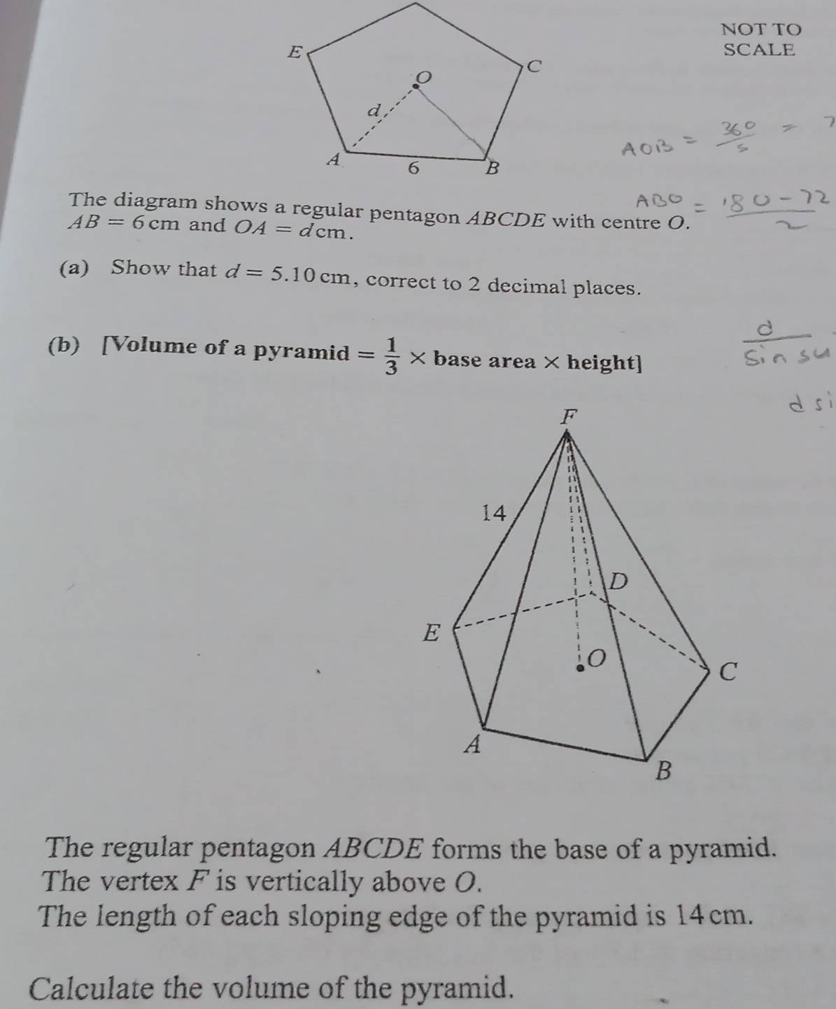 Solved: NOT TO SCALE The diagram shows a regular pentagon ABCDE with ...