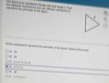 wiah expressions represent the parimater of the Sgure? Sasect all that apply
A AB
B. 6a
r