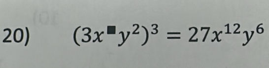 (3x^(□)y^2)^3=27x^(12)y^6