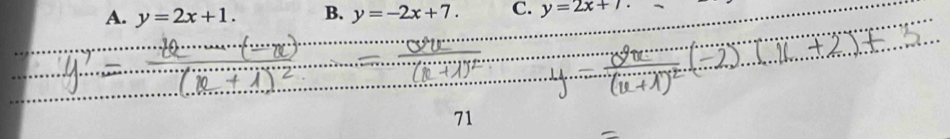 A. y=2x+1. B. y=-2x+7. C. y=2x+7. 
71