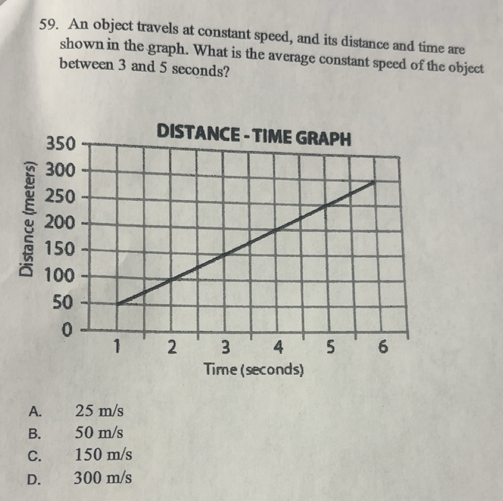 Solved: An object travels at constant speed, and its distance and time ...