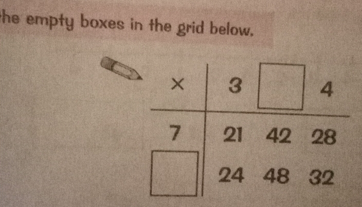 the empty boxes in the grid below.