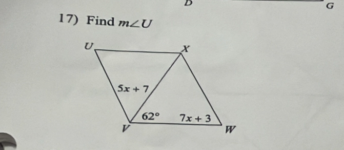 Find m∠ U