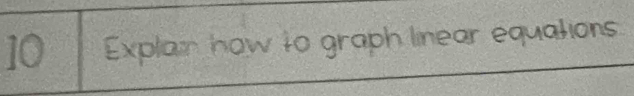 Explain how to graph linear equations