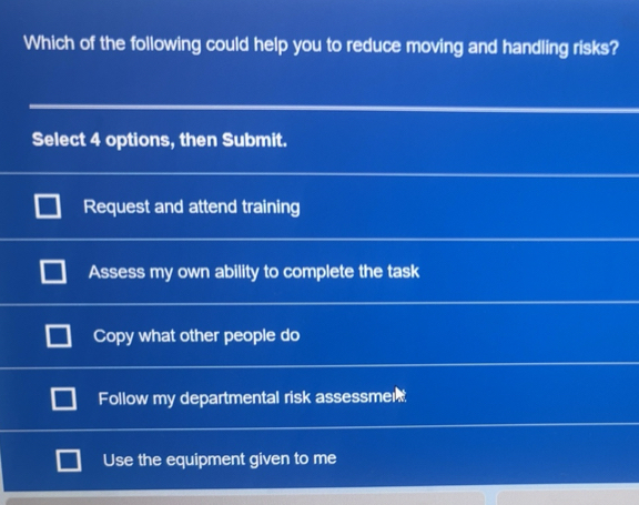 Solved: Which of the following could help you to reduce moving and ...