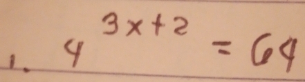 4^(3x+2)=64