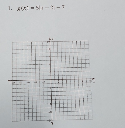 g(x)=5|x-2|-7