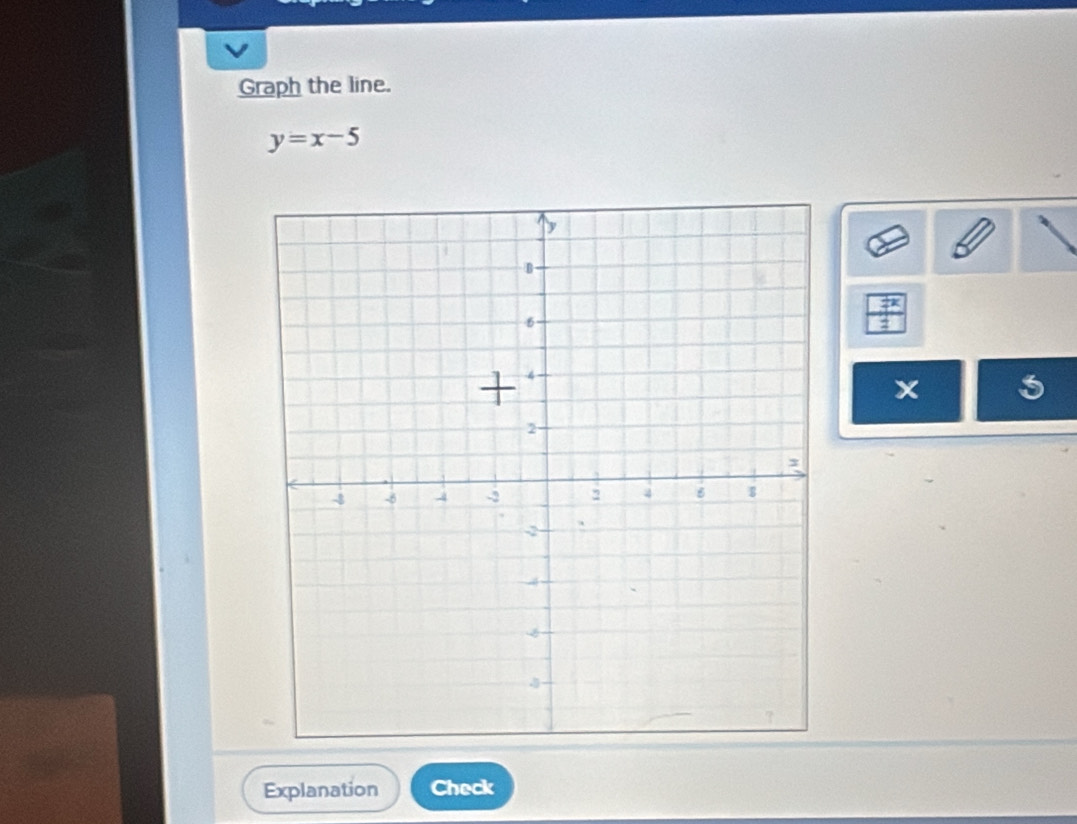 Graph the line.
y=x-5
x
Explanation Check