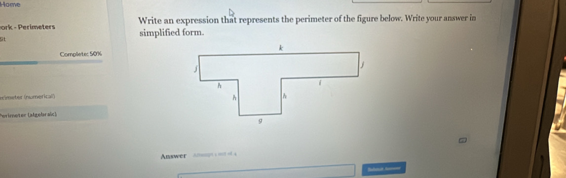 Solved: Home ork - Perimeters Write an expression that represents the ...