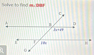 Solve to find m∠ DBF