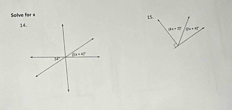 Solve for x 15.
14