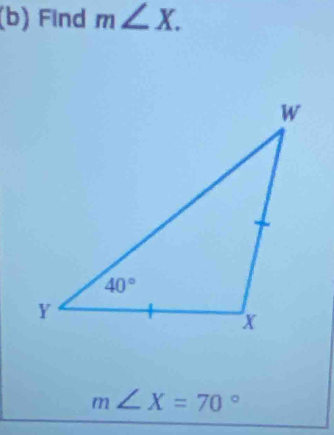 Find m∠ X.
m∠ X=70°