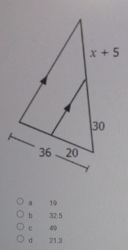 a 19
b 32.5
C 49
d 21.3