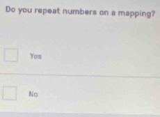 Do you repeat numbers on a mapping?
Yes
No