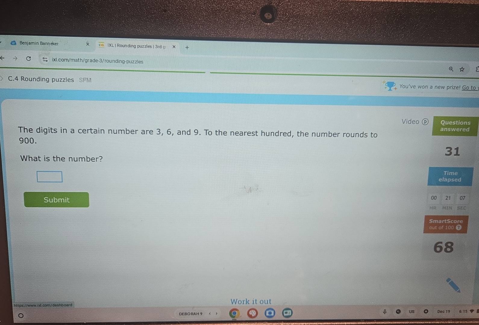 Solved: Benjamin Banneker IXL | Roun ding puzzles | 3rd ixl.com/math ...