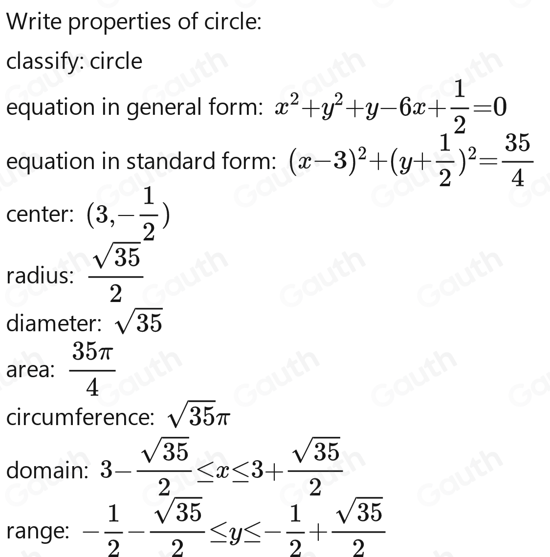 Solved: change the equation 2x^2+2y^2-12x+2y+1=0 to standard form and ...