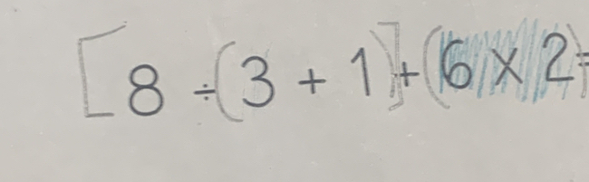 8÷ 3 +1 + 6 × 2 +