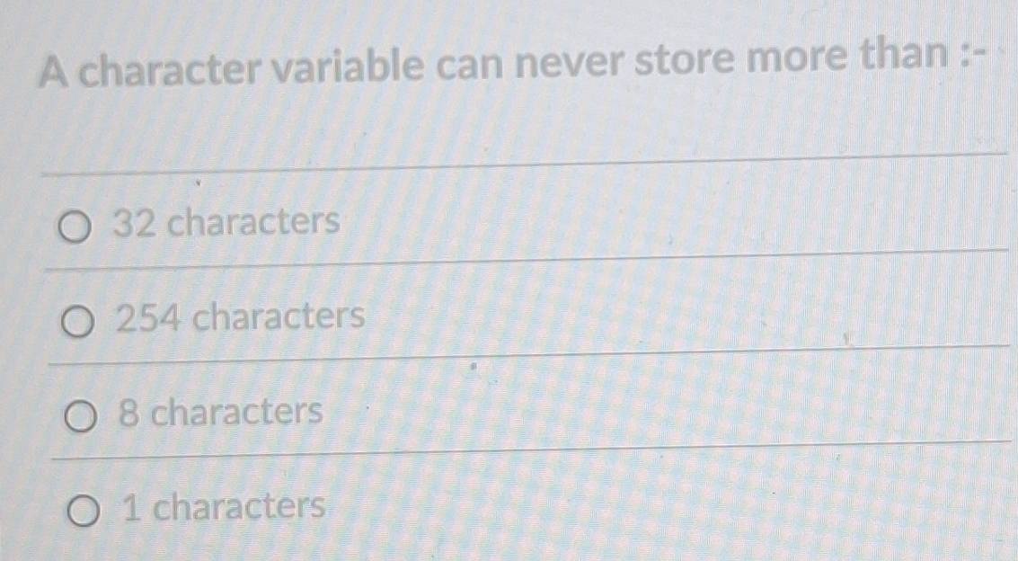 Solved: A character variable can never store more than :- 32 characters ...