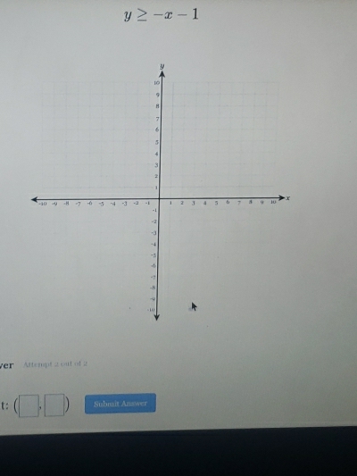 y≥ -x-1
ver Attempt 2 out of 2 
t: Submit Answer