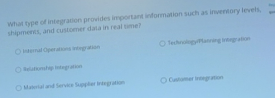Solved: What type of integration provides important information such as ...