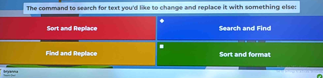 Solved: The command to search for text you'd like to change and replace ...