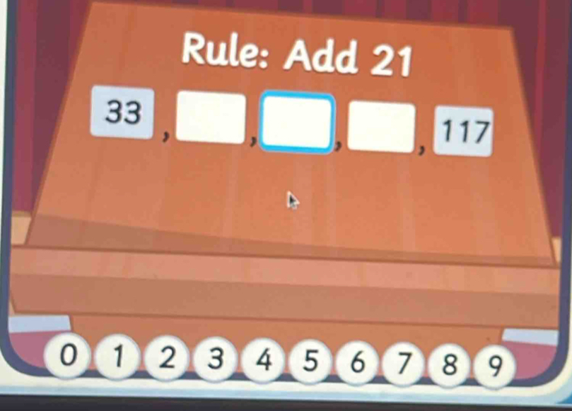 Rule: Add 21
33 , 
. 117
0 1 2 3 4 (5 (6 (7 (8 9