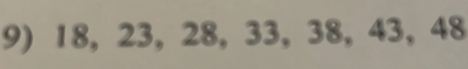 18, 23, 28, 33, 38, 43, 48