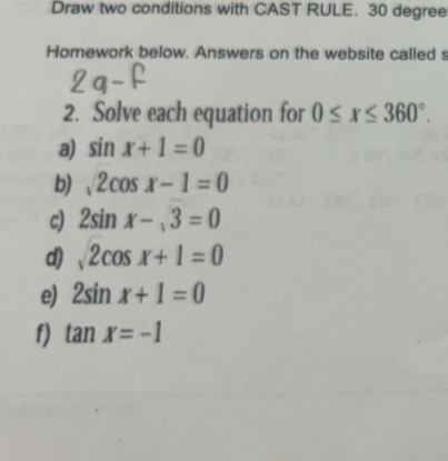 Solved: Draw two conditions with CAST RULE. 30 degree Homework below ...