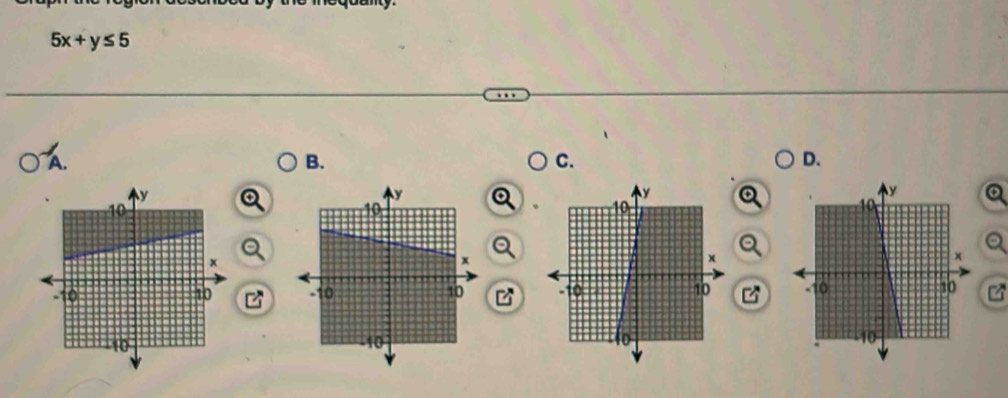 5x+y≤ 5
A. 
B. 
C. 
D.