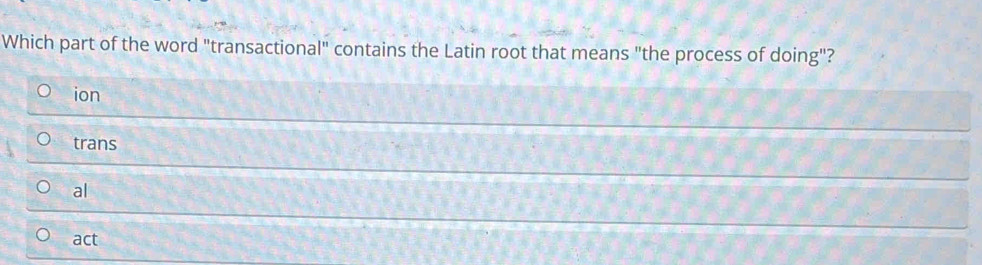 Solved: Which part of the word 