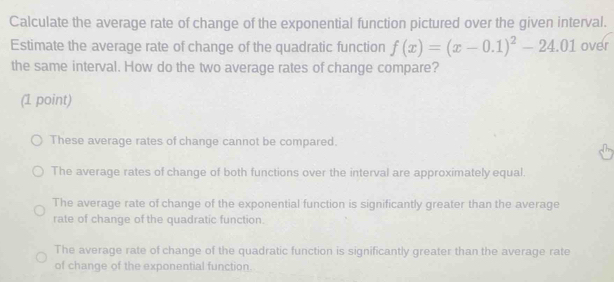 Solved: Calculate the average rate of change of the exponential ...
