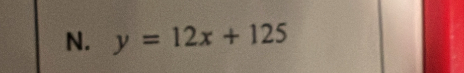 y=12x+125