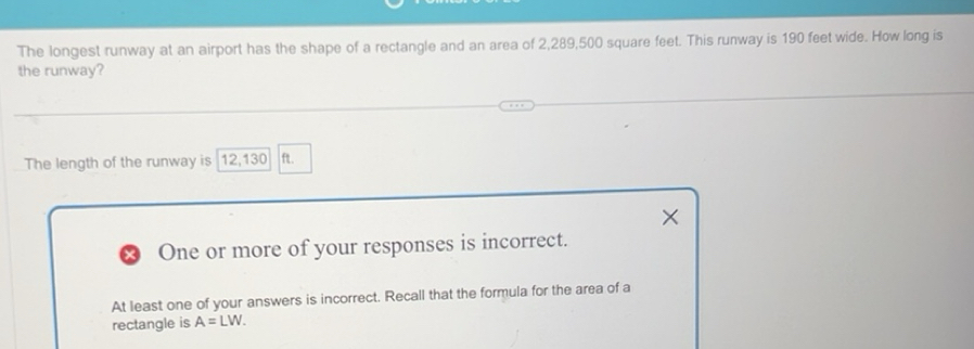 Solved: The longest runway at an airport has the shape of a rectangle ...