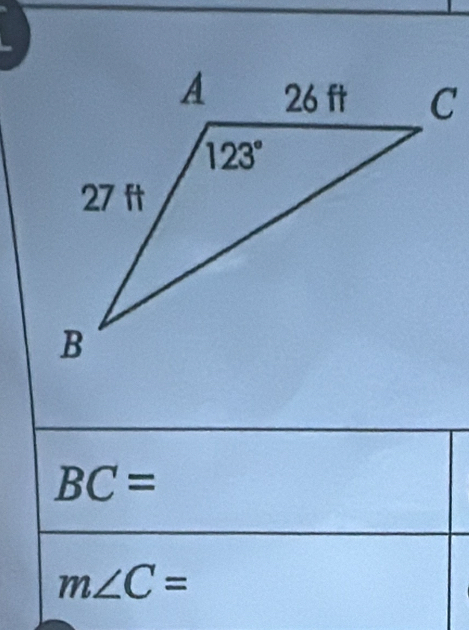 BC=
m∠ C=