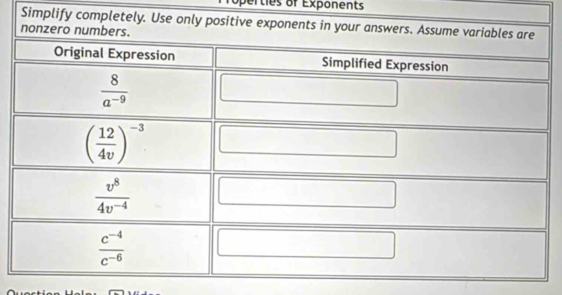 operties of Exponents
Simplify co