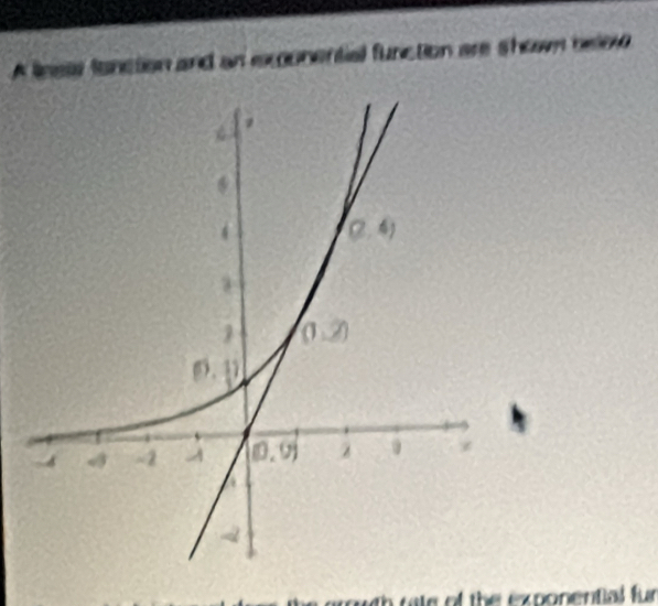 A leeas fanction and an exonential function are shown belew
owth rate of the exponential fur