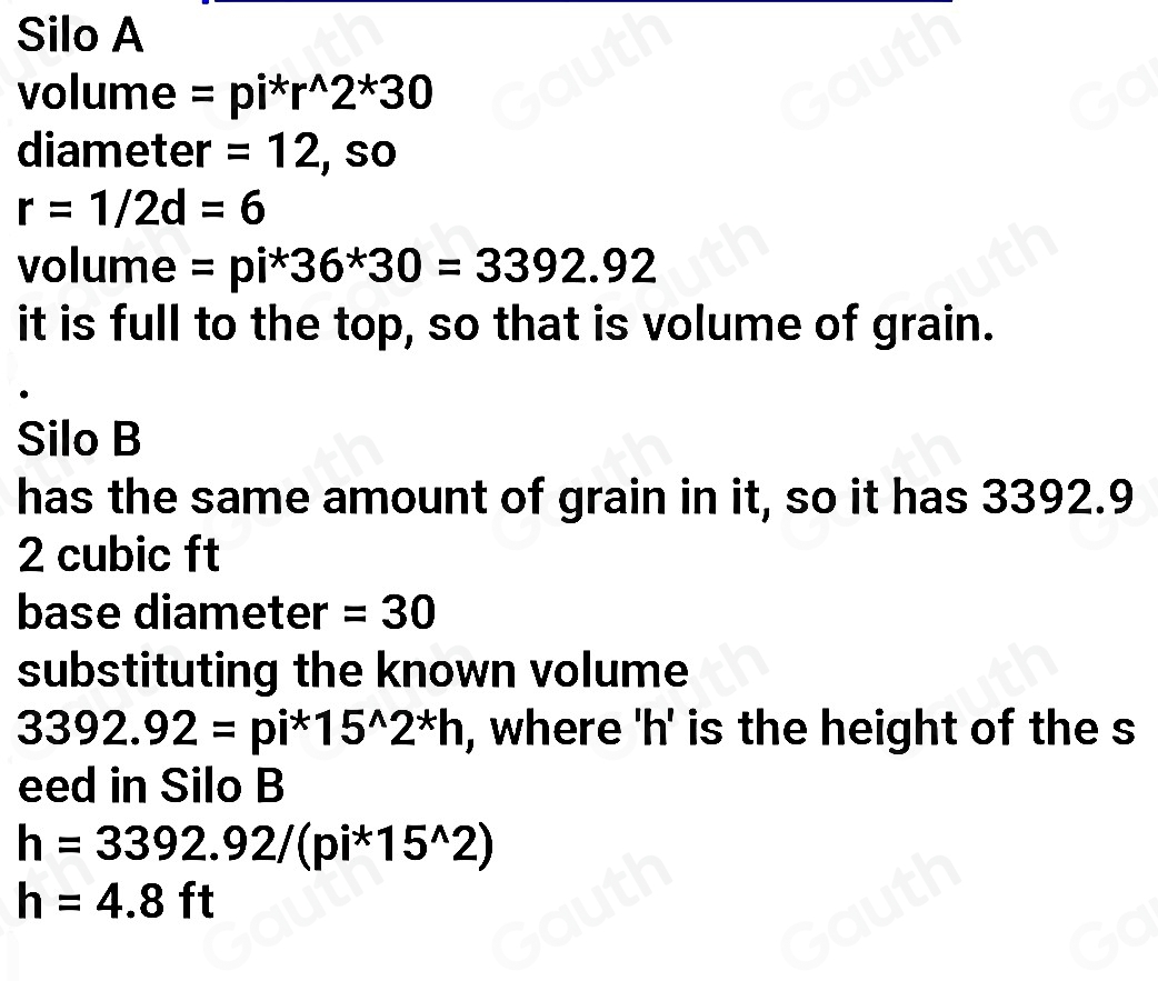 Solved: A farm has two grain silos, both shaped like right circular ...