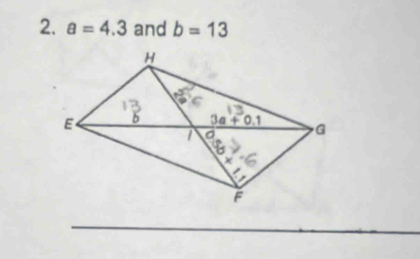 a=4.3 and b=13