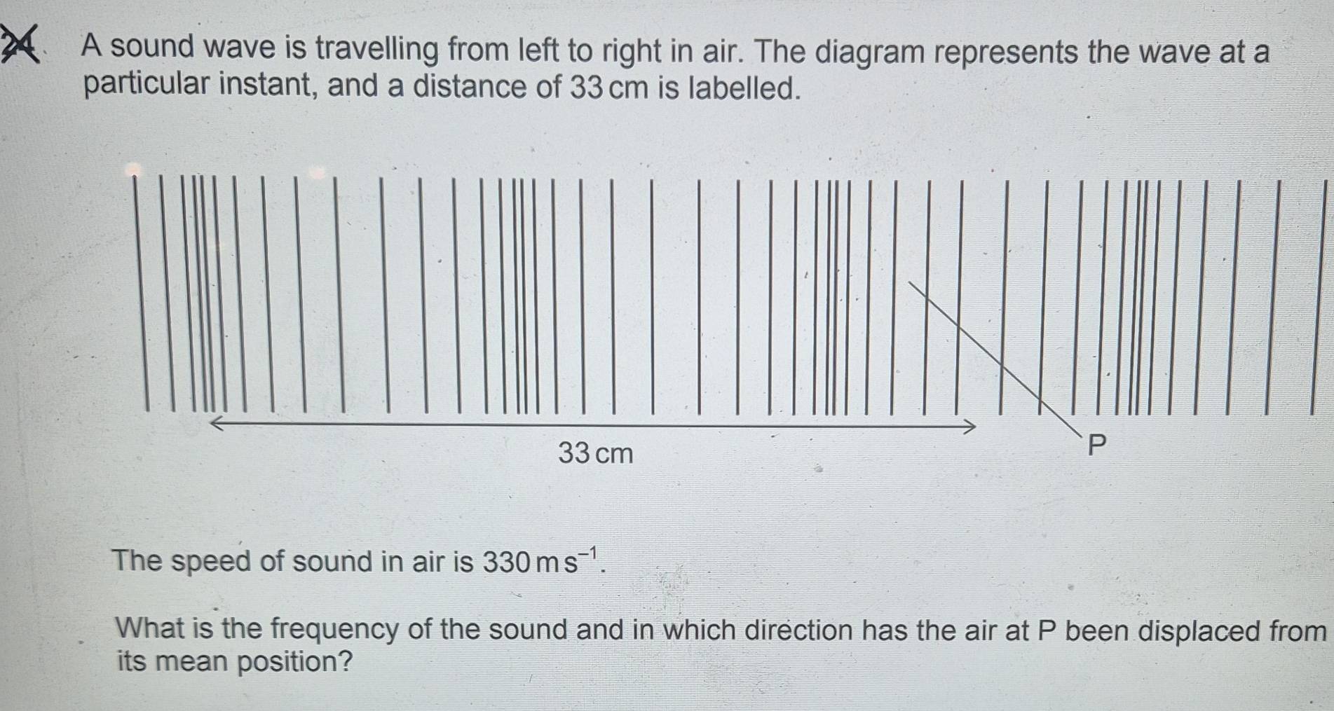 Solved: A sound wave is travelling from left to right in air. The ...