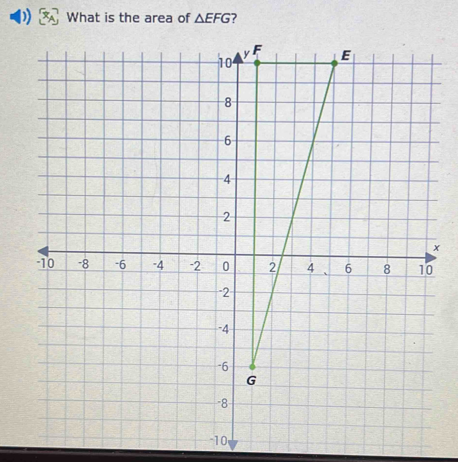 What is the area of △ EFG 7
x
-10