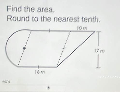 Find the area. 
Round to the nearest tenth.
2579